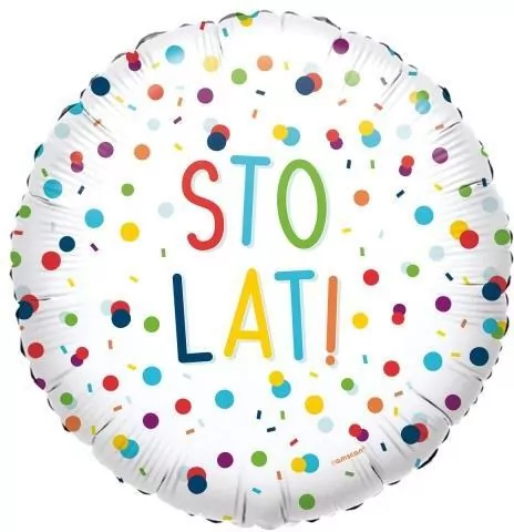Balon foliowy Confetti Birthday Sto Lat 43 cm - tantis.pl