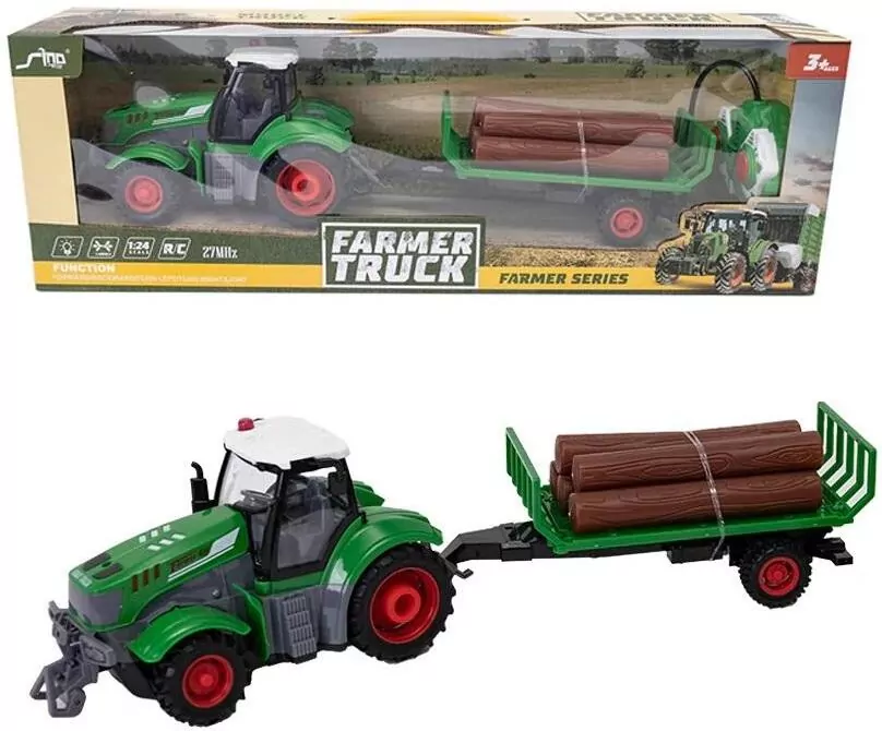 Traktor R/C z przyczepą do przewożenia drewna 1:24 - tantis.pl