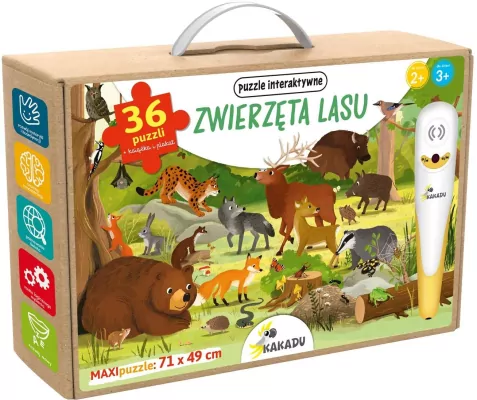 Zwierzęta lasu. Puzzle interaktywne Kakadu