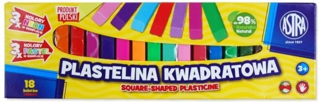 Plastelina kwadratowa Astra 18 kolorów - tantis.pl