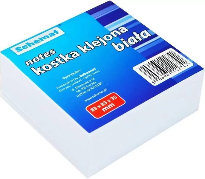 Kostka papierowa 83x83x35mm. Biała klejona - tantis.pl