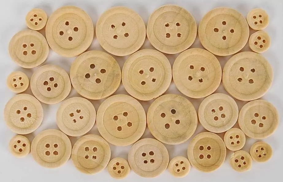 Guziki drewnianie 02 - Naturalne - tantis.pl