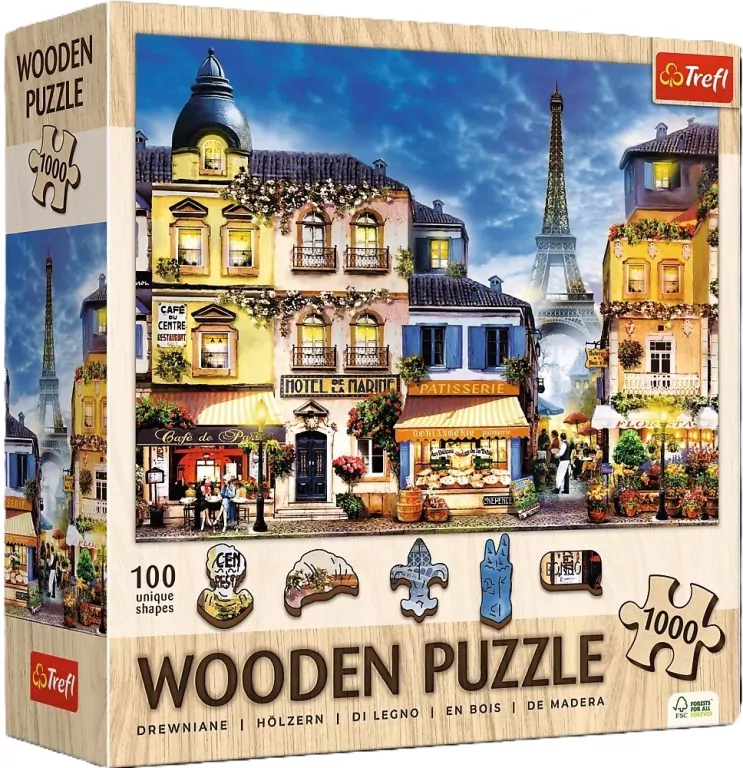 Puzzle drewniane 1000 Francuska uliczka TREFL - tantis.pl