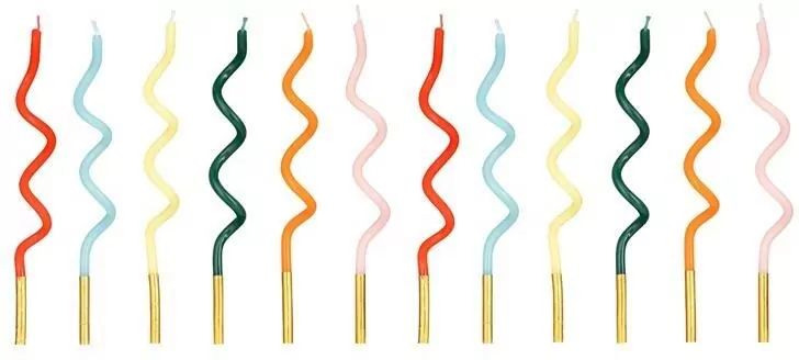 Świeczki urodzinowe zakręcone Tęcza 14cm mix - tantis.pl