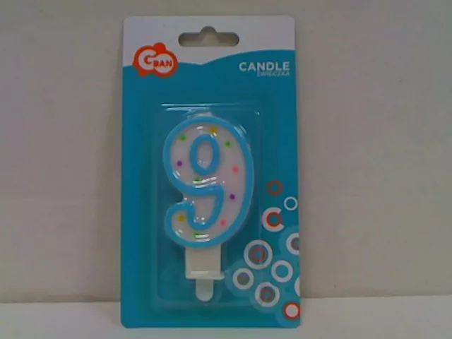 Świeczka cyfra 9 z kropeczkami 7.5cm - tantis.pl