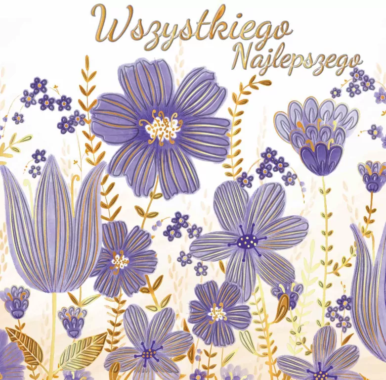 Karnet KW Imieniny - Kwiaty fiolerowe - tantis.pl