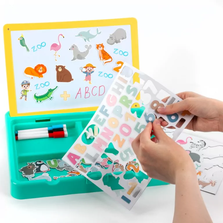 Przenośny zestaw tablic 5w1 ZOO w walizce KIDEA - tantis.pl