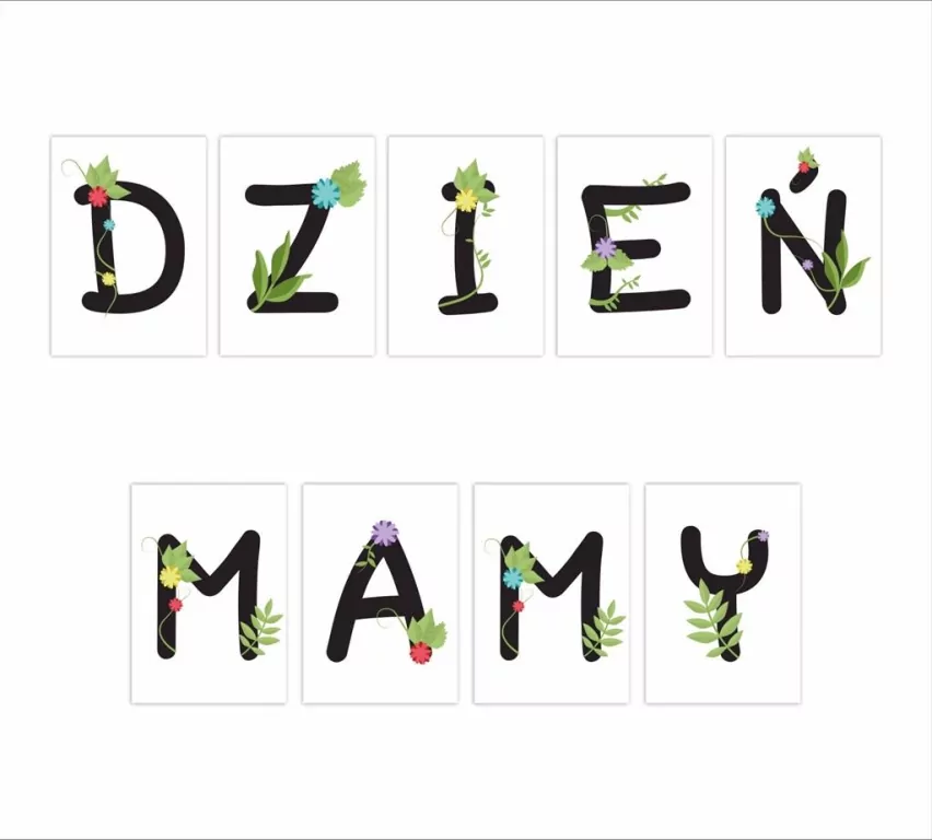 Litery dekoracyjne A4 - Dzień Mamy 9el - tantis.pl