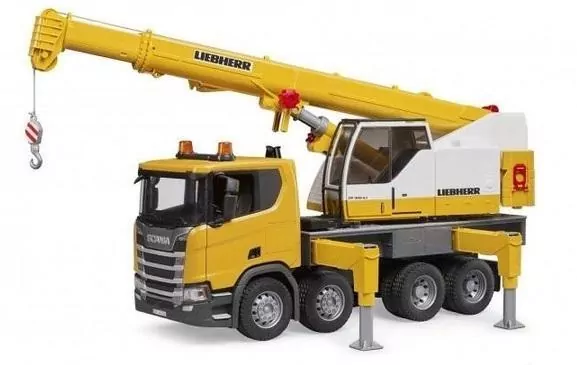 Scania Super 560R. Ciężarówka żółta z dźwigiem - tantis.pl