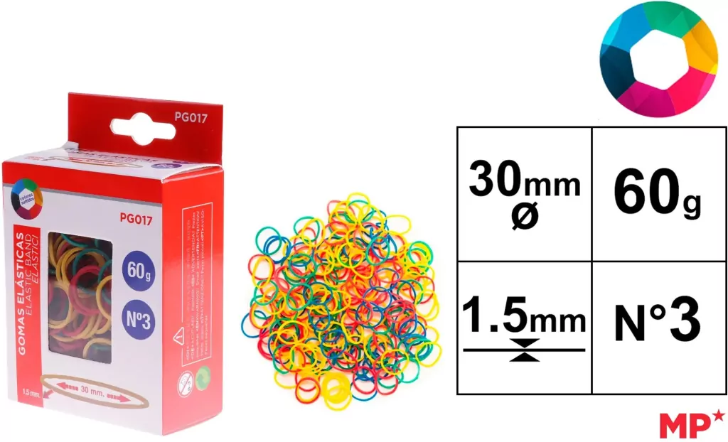 Gumki recepturki kolorowe 30x1,5mm 60g - tantis.pl