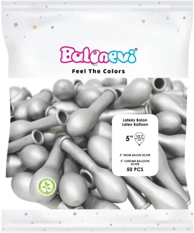 Balony lateksowe Chrome srebrne 12cm - tantis.pl