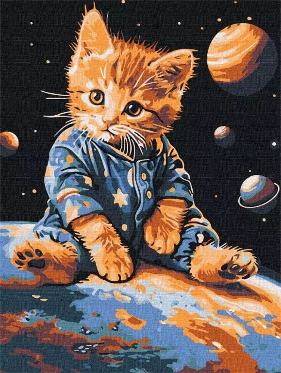 Malowanie po numerach - Gwiezdny kotek 30x40cm - tantis.pl