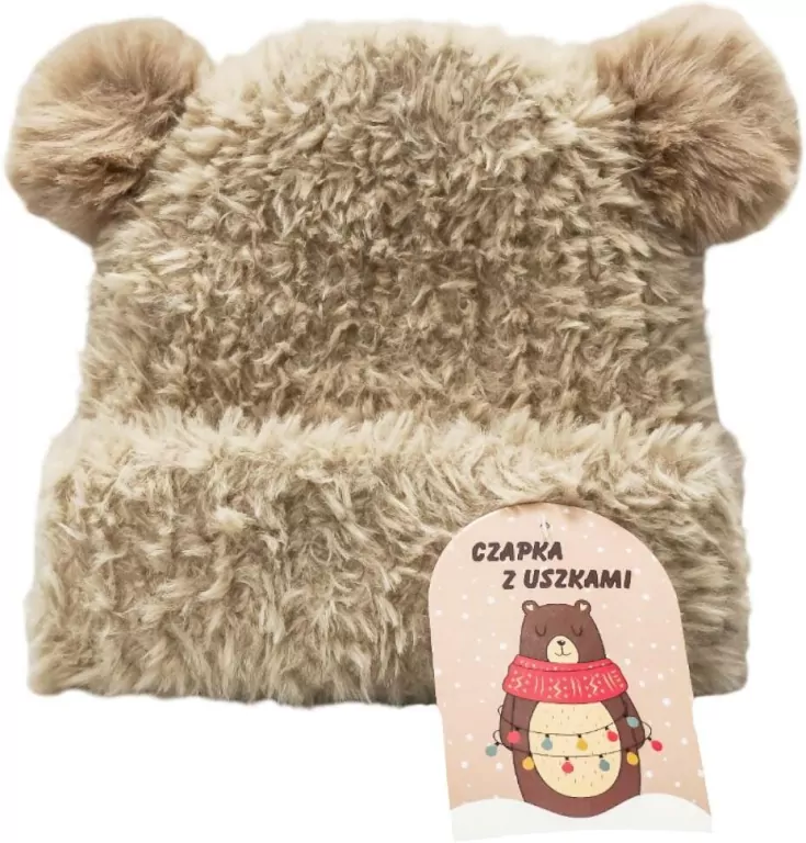 Beżowa czapka z uszami - tantis.pl