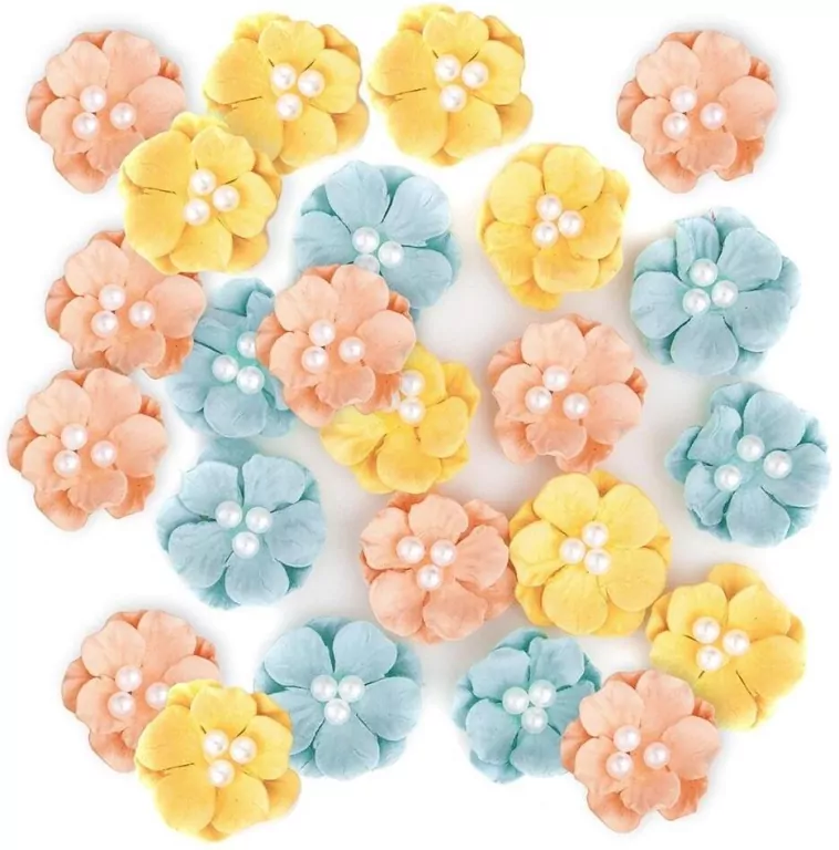 Kwiaty papierowe pastel 4cm 24szt - tantis.pl