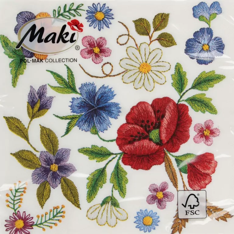 SERWETKA PAP 3W 330X330 KWIAT HAFT KOL PM OP20SZ - tantis.pl