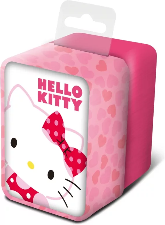 Zegarek analogowy z różowym paskiem w metalowym opakowaniu Hello Kitty - tantis.pl