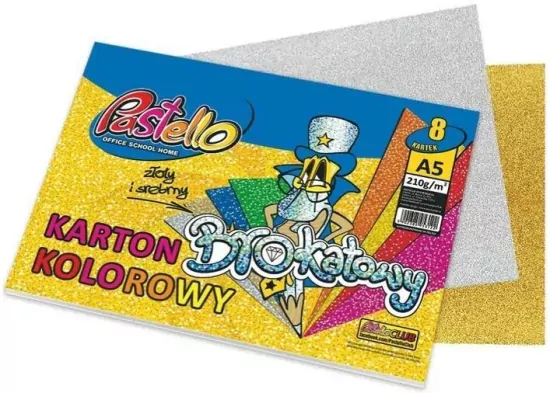 Karton brokat A5 210g 8 kartek mix