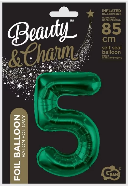 Balon foliowy 5, butelkowa zieleń 85cm - tantis.pl