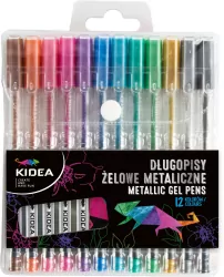Długopisy żelowe metaliczne 12 kolorów KIDEA