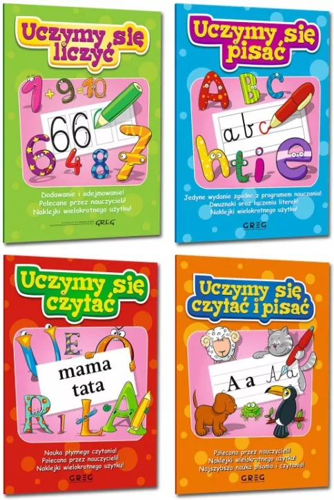 Pakiet: Uczymy się czytać / Uczymy się czytać i pisać / Uczymy się pisać / Uczymy się liczyć - tantis.pl
