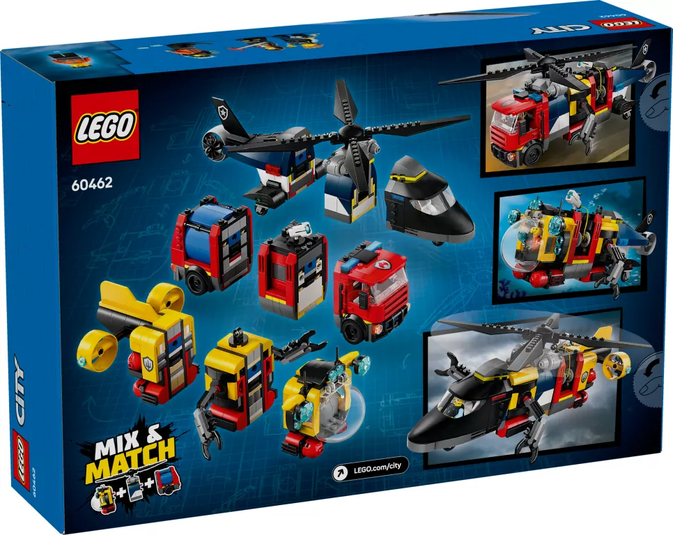 LEGO® Zestaw z helikopterem, wozem strażackim i łodzią podwodną 60462 - tantis.pl