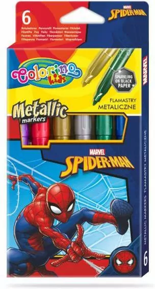 Flamastry metaliczne 6 kolorów. Spiderman - tantis.pl