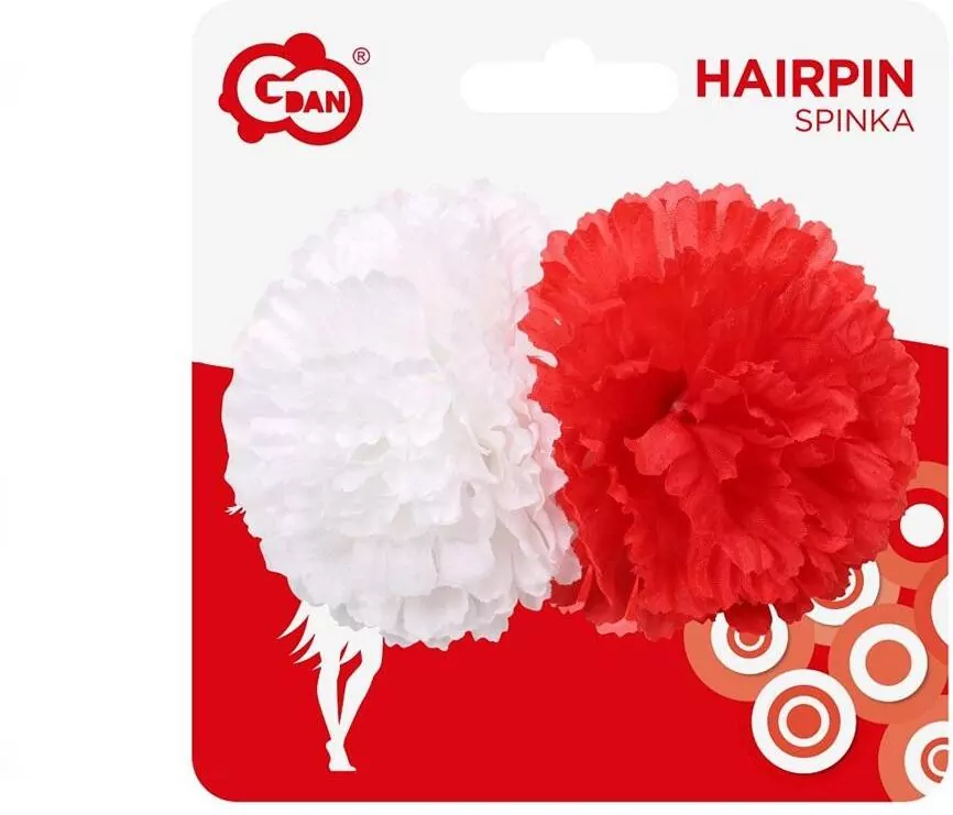 Spinka duża kwiat biały i czerwony - tantis.pl