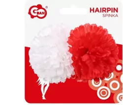 Spinka duża kwiat biały i czerwony