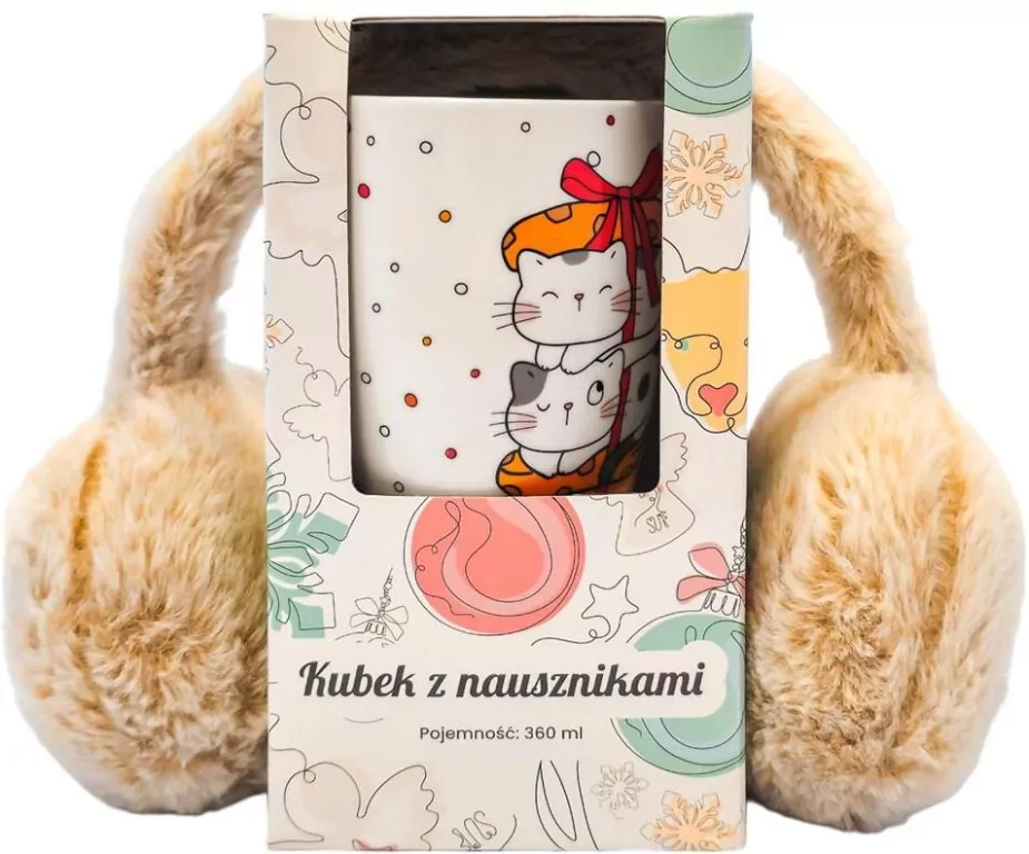 Kubek ceramiczny z nausznikami. Kotki - tantis.pl