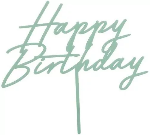 Topper na tort Happy Birthday zielony 16,5cm - tantis.pl