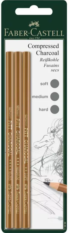 Węgiel w kredce Pitt Faber-Castell zestaw 3 sztuki blister - tantis.pl