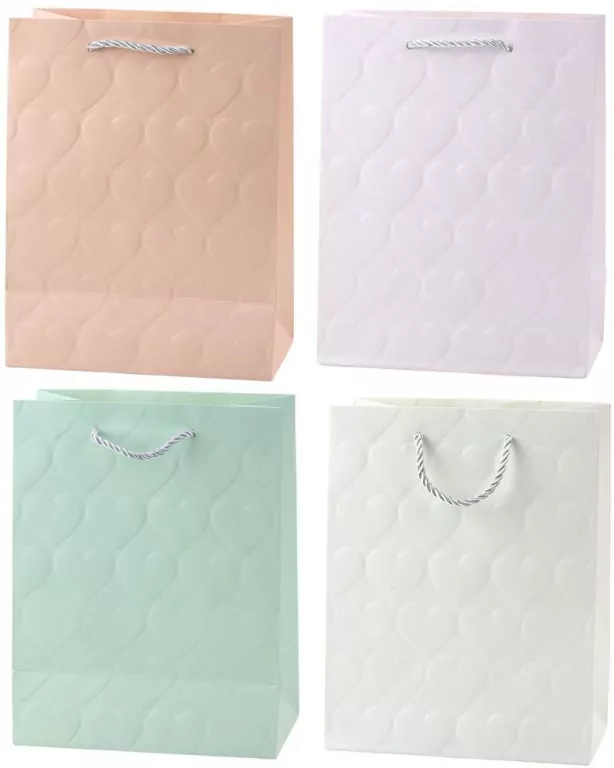 Torba prezentowa 23x18x10,5cm Serca pastel MIX - tantis.pl