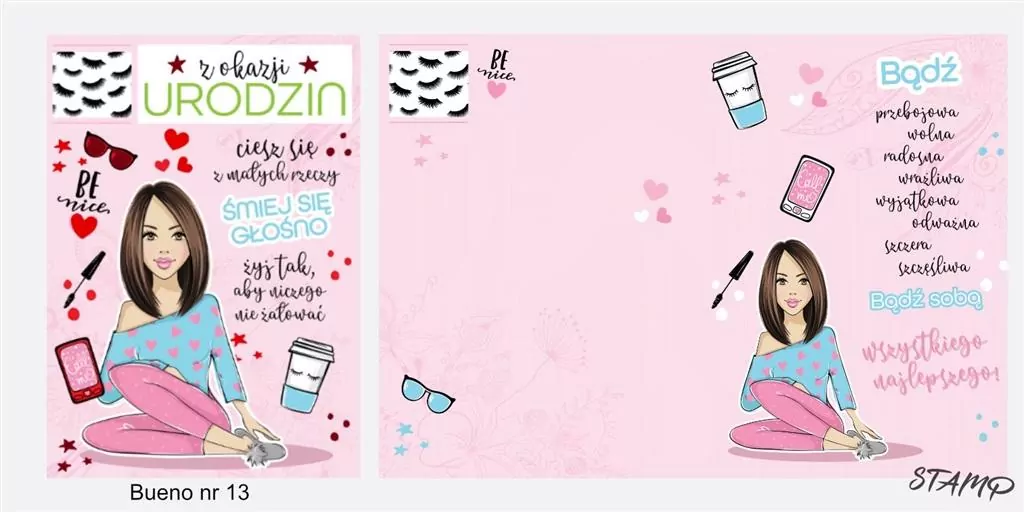 Karnet Bueno B6 + koperta wzór nr 13 Urodziny - tantis.pl