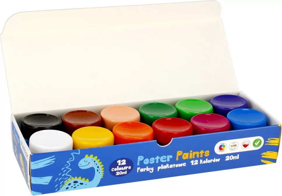 Farby plakatowe Dino 12 kol/20ml - tantis.pl