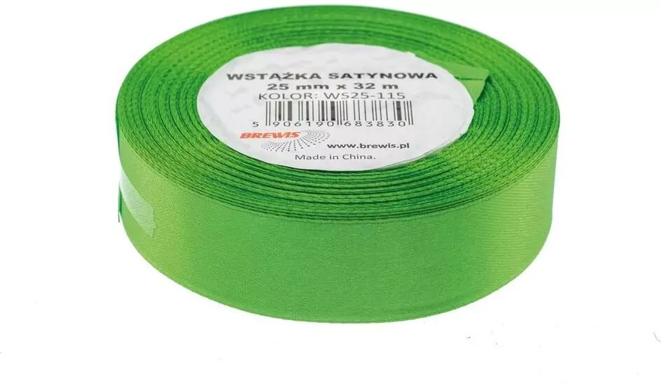 Wstążka satynowa. Zielona 25mmx32m - tantis.pl