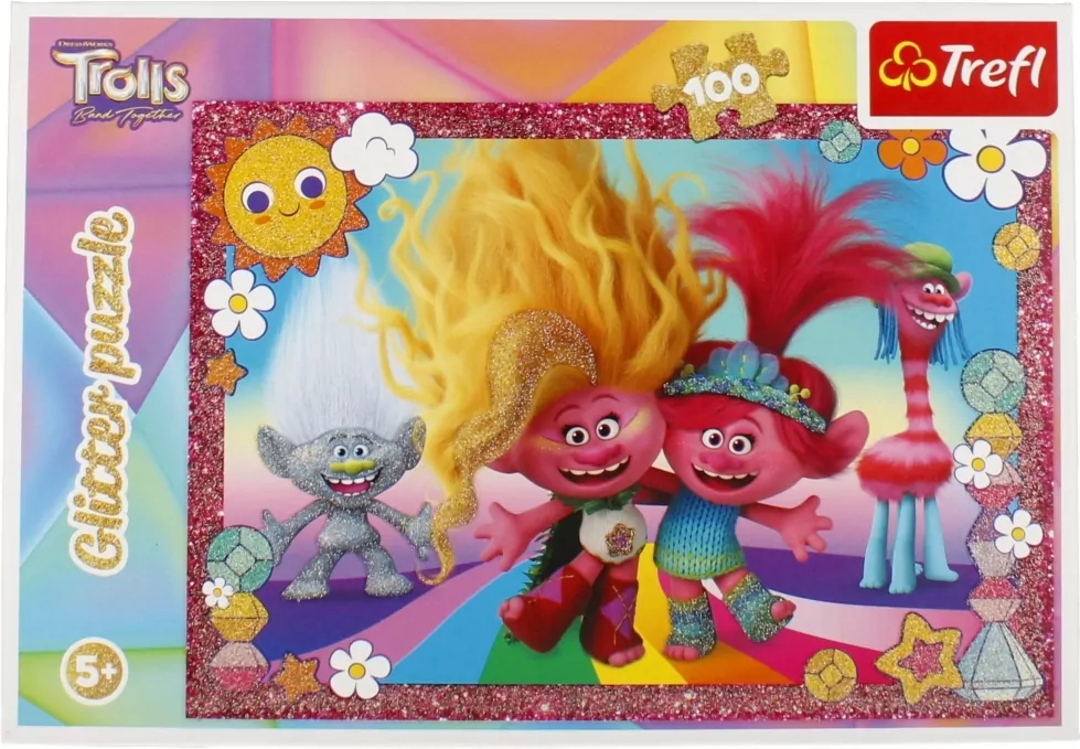Puzzle 100 Glitter. Błyszczące Trolle - tantis.pl