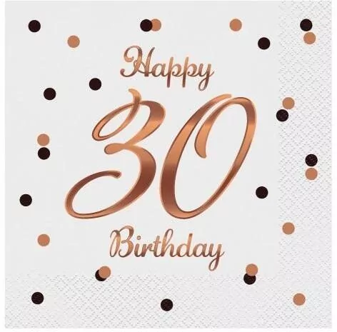 Serwetki B&C Happy 30 Birthday białe 33 x 33cm - tantis.pl