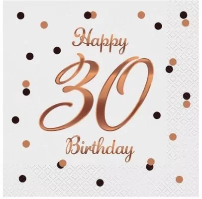 Serwetki B&C Happy 30 Birthday białe 33 x 33cm