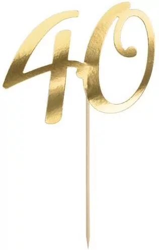 Topper na tort 40 złoty 20.5cm - tantis.pl