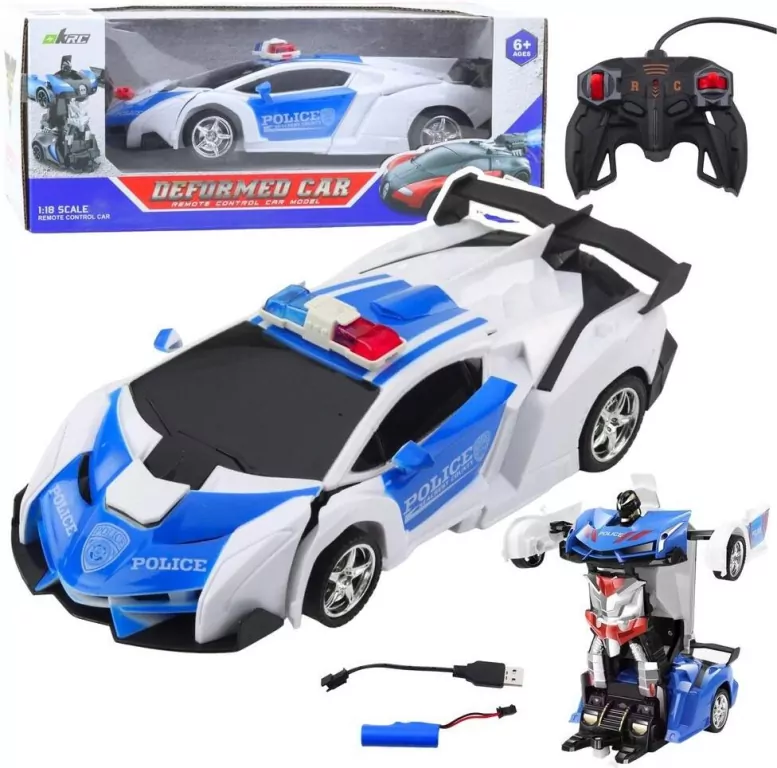 Auto robot 2W1 radiowóz policyjny R/C 1:18 - tantis.pl
