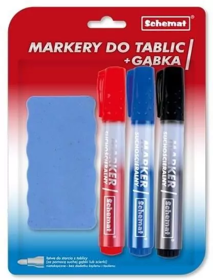 Markery suchościeralne do tablic + gąbka - tantis.pl