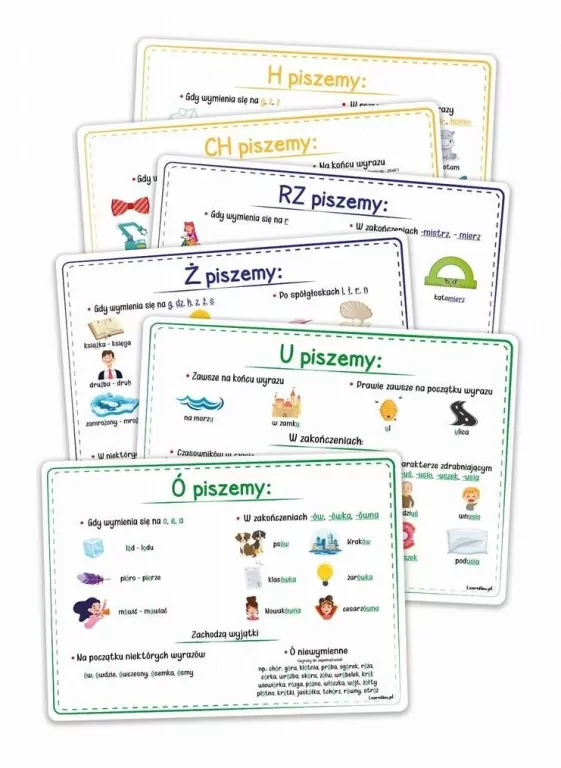Plansze eukacyjne A4 - Ortografia 6 kart - tantis.pl