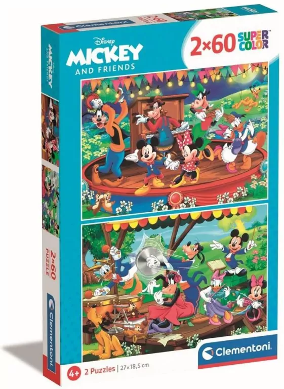 Clementoni. Puzzle 2x60. Super Kolor Mickey and friends - tantis.pl