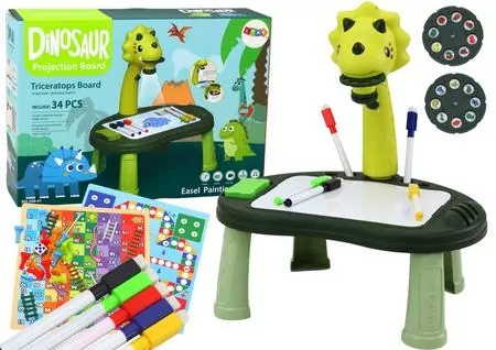 Stolik z projektorem 2w1 zielony Dinozaur - tantis.pl