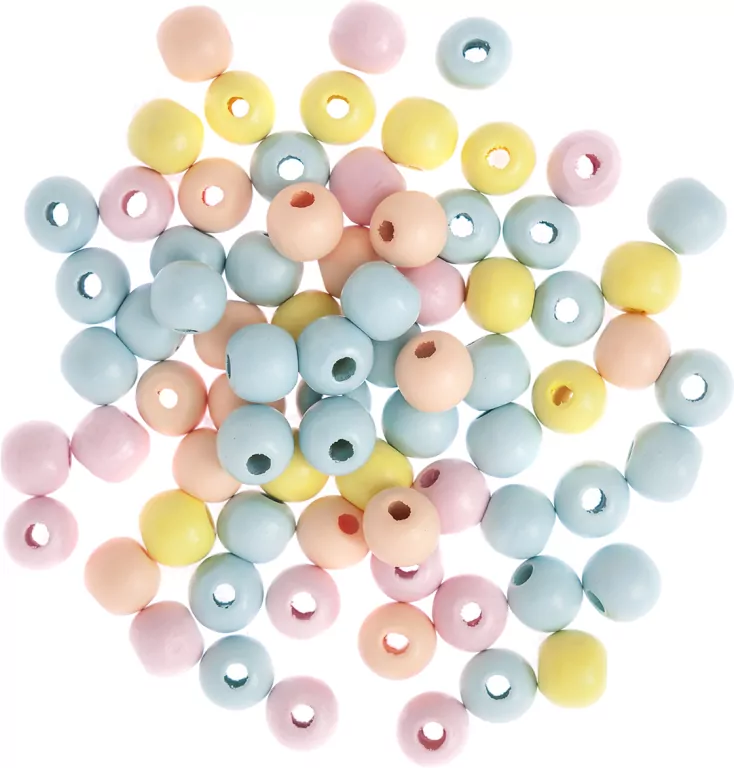 Koraliki drewniane pastelowe 12mm 40g - tantis.pl