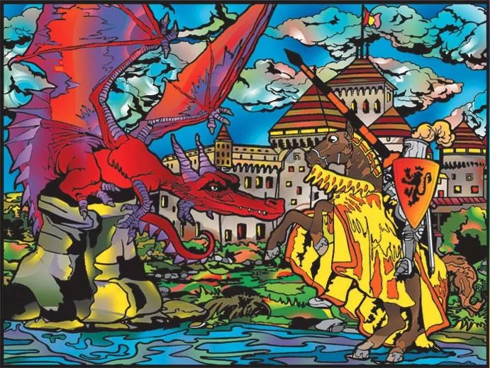 Kolorowanka welwetowa 47x35cm Smok i zamek - tantis.pl