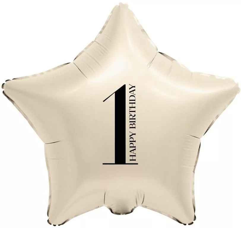Balon foliowy Gwiazda kremowa cyfra 1 44cm - tantis.pl