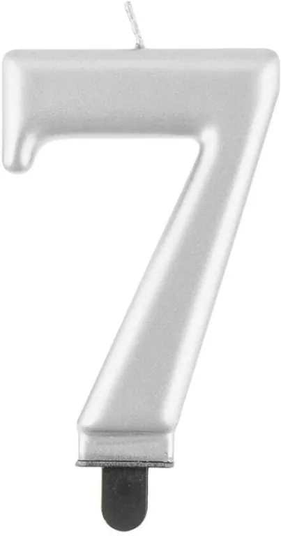 Świeczka B&C 7 metalik srebrna 8,0cm - tantis.pl