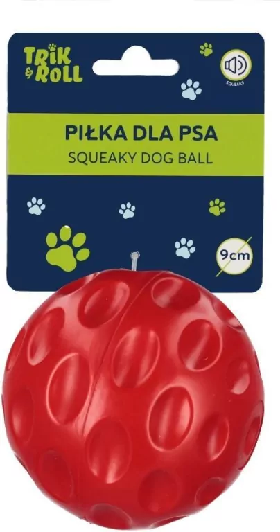 Piłka dla Psa dźwięk 9,5cm czerwona - tantis.pl