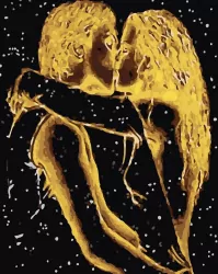 Malowanie po numerach + złota farba - Miłosna...